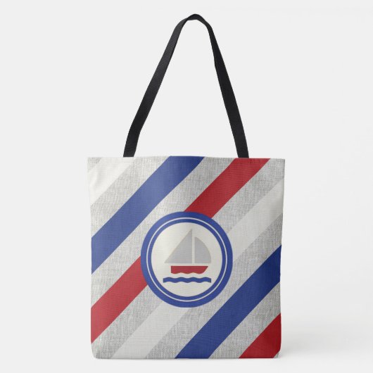 Zeilboot op Klassieke Stripes Bag Tote Bag (Voorkant)