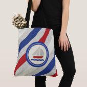 Zeilboot op Klassieke Stripes Bag Tote Bag (Dichtbij)