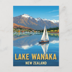Zeilboot op Lake Wanaka Nieuw-Zeeland Briefkaart