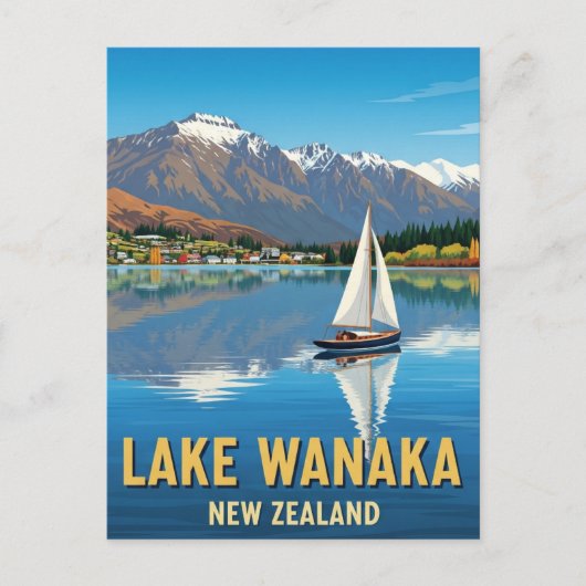Zeilboot op Lake Wanaka Nieuw-Zeeland Briefkaart (Voorkant)