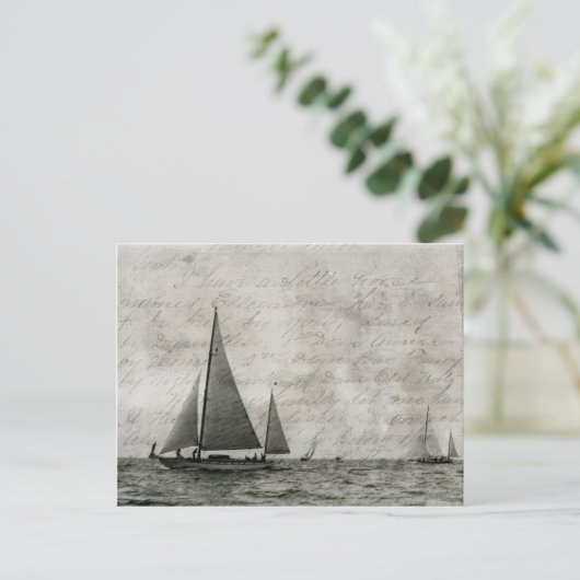 Zeilboot op Meer Michigan, het op zee Antiek van Briefkaart (Staand voorkant)