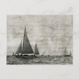 Zeilboot op Meer Michigan, het op zee Antiek van Briefkaart