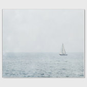 Zeilboot op Misty Blue Ocean Sail Boat Sailing Cadeaupapier (Vlak)