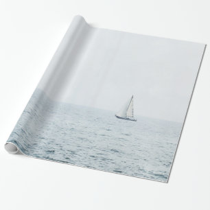 Zeilboot op Misty Blue Ocean Sail Boat Sailing Cadeaupapier