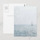 Zeilboot op Misty Blue Ocean Water Sail Boats Briefkaart (Voorkant / Achterkant)