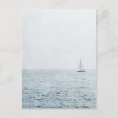 Zeilboot op Misty Blue Ocean Water Sail Boats Briefkaart (Voorkant)