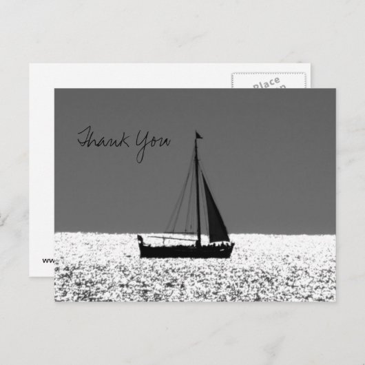 Zeilboot op mousserend Zee Dank je Briefkaart (Voorkant / Achterkant)