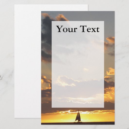 Zeilboot op papier voor zonsondergang (Voorkant / Achterkant)