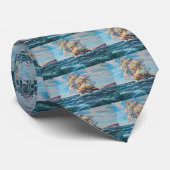 Zeilboot op Rough Waters Artist Painting Stropdas (Opgerold)