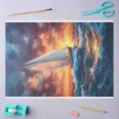 Zeilboot op Rough Zeeen Schilderij Decoupage Tissuepapier (Craft)