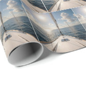 Zeilboot op rustig oceaanwater cadeaupapier (Rol Hoek)