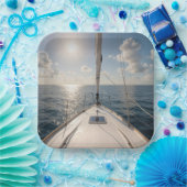Zeilboot op rustig oceaanwater papieren bordje (Feest)