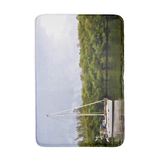 Zeilboot op rustig water badmat (Voorkant Verticaal)