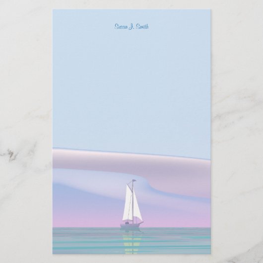 Zeilboot op rustig water briefpapier (Voorkant)