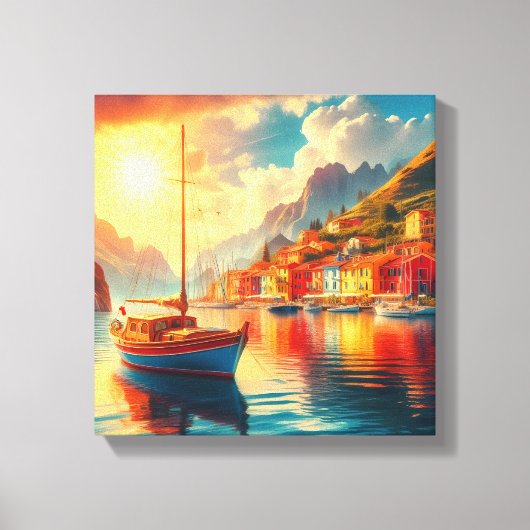 Zeilboot op rustig water canvas afdruk (Voorkant)