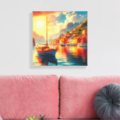Zeilboot op rustig water canvas afdruk (Insitu (Woonkamer))
