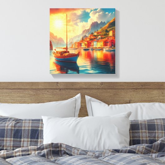 Zeilboot op rustig water canvas afdruk (Insitu (Slaapkamer))