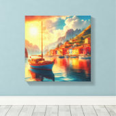 Zeilboot op rustig water canvas afdruk (Insitu (Houten vloer))