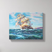 Zeilboot op ruw water, fijne kunst, 10x8 canvas afdruk (Voorkant)