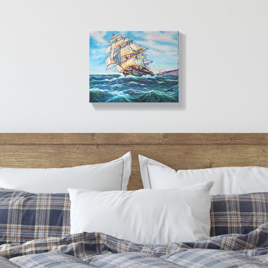 Zeilboot op ruw water, fijne kunst, 10x8 canvas afdruk (Insitu (Slaapkamer))
