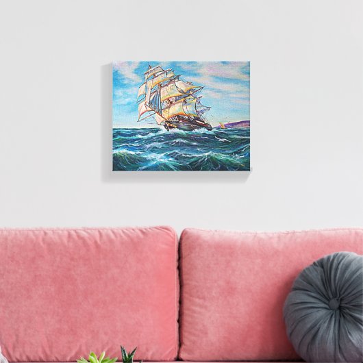 Zeilboot op ruw water, fijne kunst, 10x8 canvas afdruk (Insitu (Woonkamer))