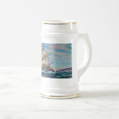 Zeilboot op ruwe waterolie bierpul (Voorkant rechts)