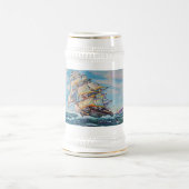 Zeilboot op ruwe waterolie bierpul (Center)