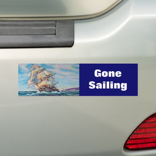 Zeilboot op ruwe waterolie bumpersticker (Op auto)