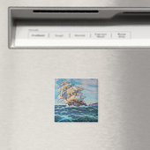 Zeilboot op ruwe waterolie magneet (Insitu (Vaatwasser))