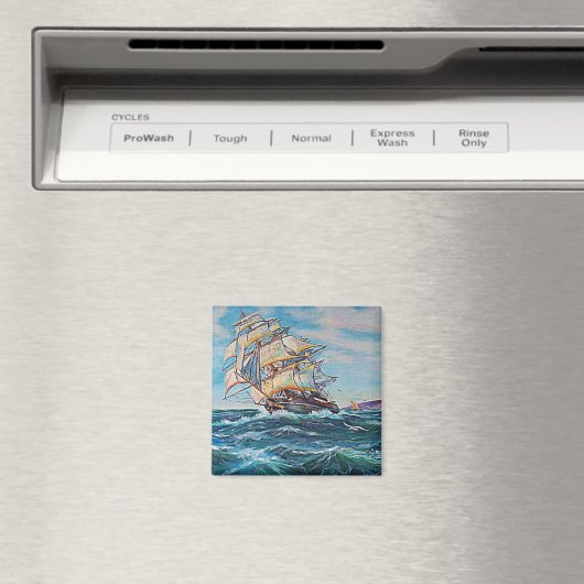 Zeilboot op ruwe waterolie magneet (Insitu (Vaatwasser))