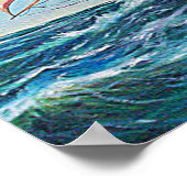Zeilboot op ruwe zee kleine waters poster (Hoek)