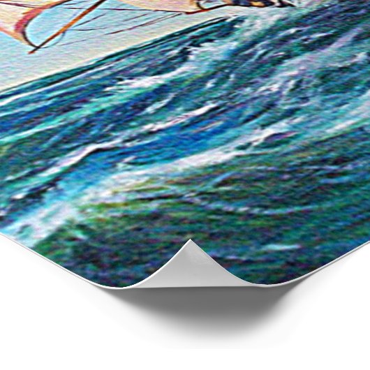 Zeilboot op ruwe Zee Poster (Hoek)