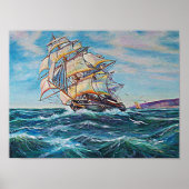 Zeilboot op ruwe Zee Poster (Voorkant)