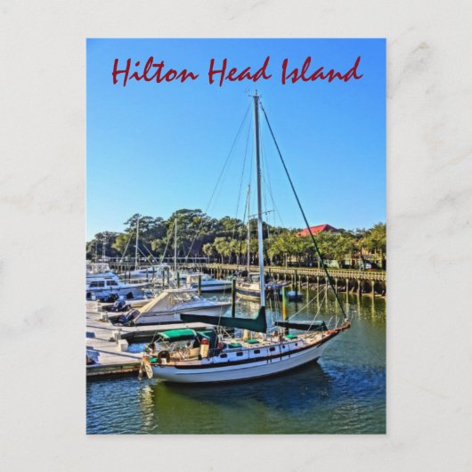 Zeilboot op Shelter Cove Marina Hilton Head Island Briefkaart (Voorkant)