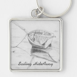 Zeilboot op strand Originele Kunst Sleutelhanger