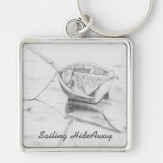 Zeilboot op strand Originele Kunst Sleutelhanger (Voorkant)