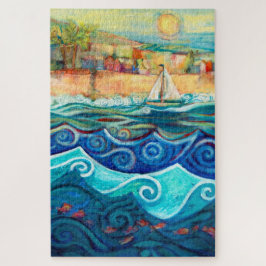 Zeilboot op Sunny Zeeen Puzzle Legpuzzel