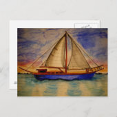 Zeilboot op Sunset Briefkaart (Voorkant / Achterkant)