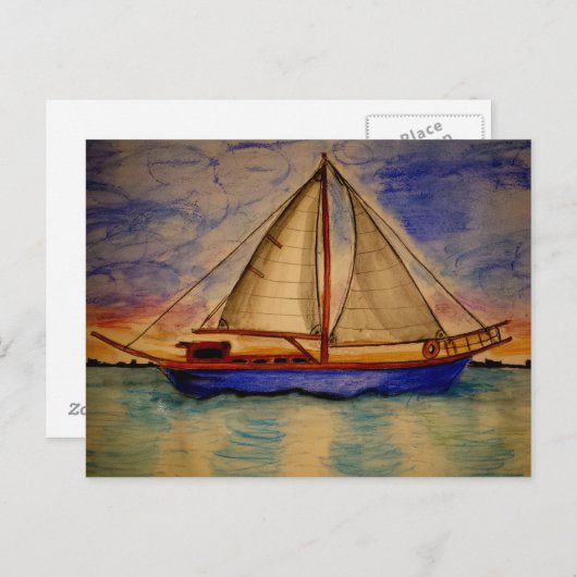 Zeilboot op Sunset Briefkaart (Voorkant / Achterkant)