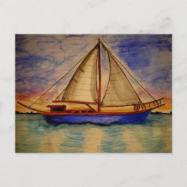 Zeilboot op Sunset Briefkaart