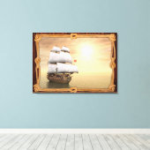 Zeilboot op Sunset Canvas Afdruk (Insitu (Houten vloer))