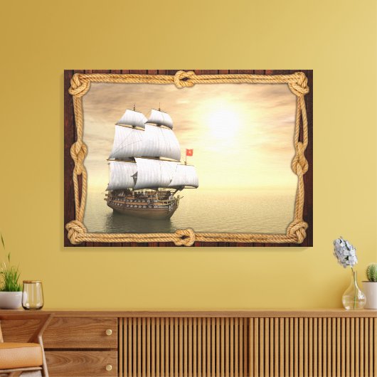 Zeilboot op Sunset Canvas Afdruk (Insitu (Woonkamer))