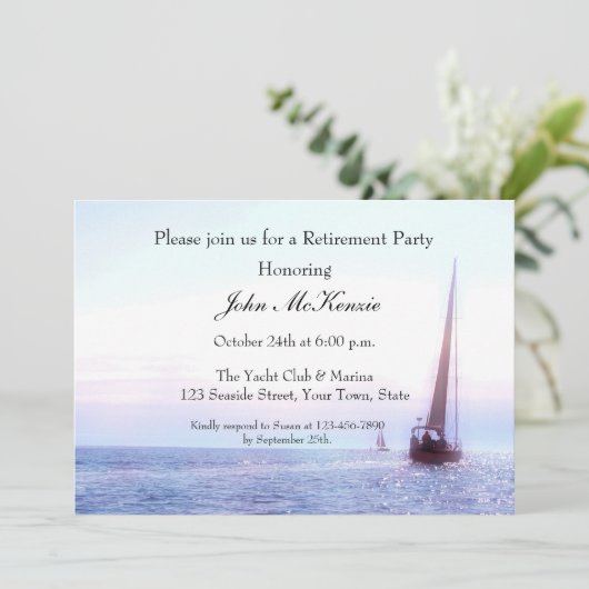 Zeilboot op Sunset Invitation Kaart (Staand voorkant)