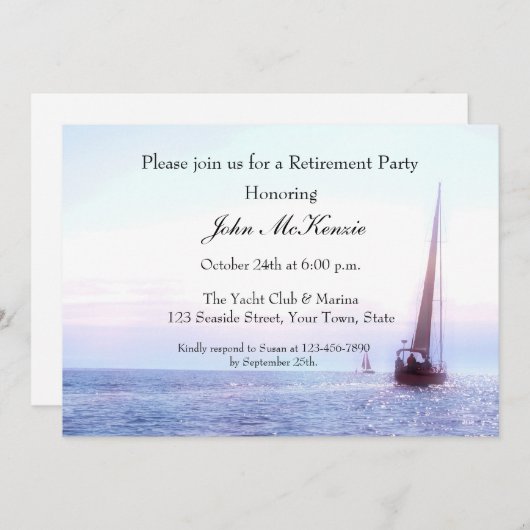 Zeilboot op Sunset Invitation Kaart (Voorkant / Achterkant)