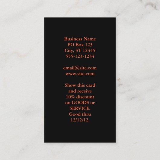 Zeilboot op Sunset Photo Visitekaartje (Achterkant)