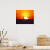 Zeilboot op Sunset Poster (Keuken)