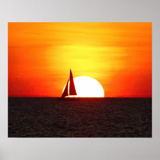 Zeilboot op Sunset Poster (Voorkant)