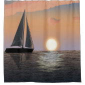 Zeilboot op Sunset Shower Curtain Douchegordijn (Voorkant)