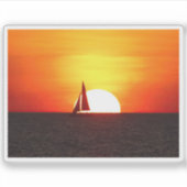 Zeilboot op Sunset Sticker (Voorkant)