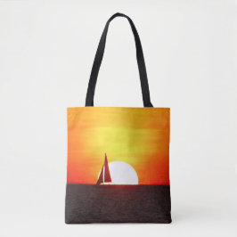 Zeilboot op Sunset Tote Bag